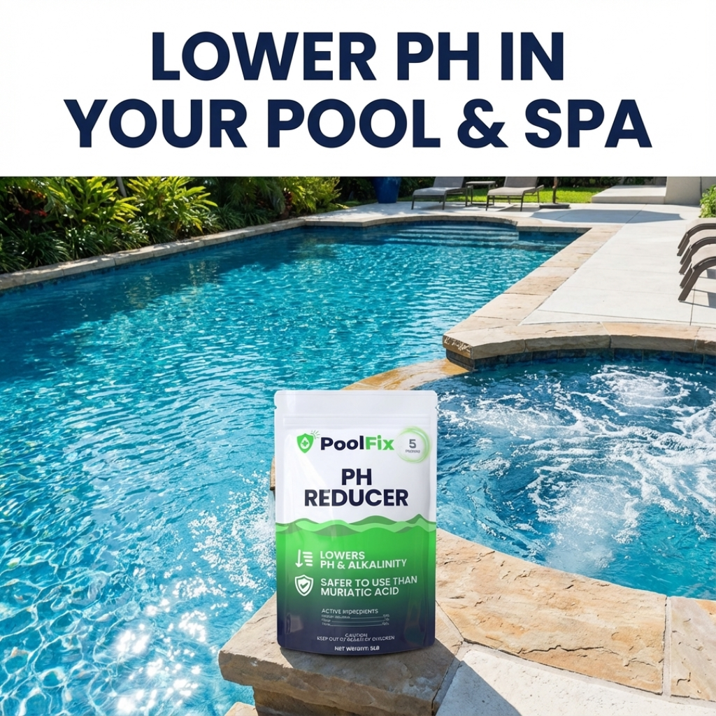 PoolFix PH Reducer for Pools – Sodium Bisulfate Dry Acid for Swimming Pools, Spas & Hot Tubs, Lowers pH and Alkalinity, Prevent Cloudy Water & Balance pH Levels