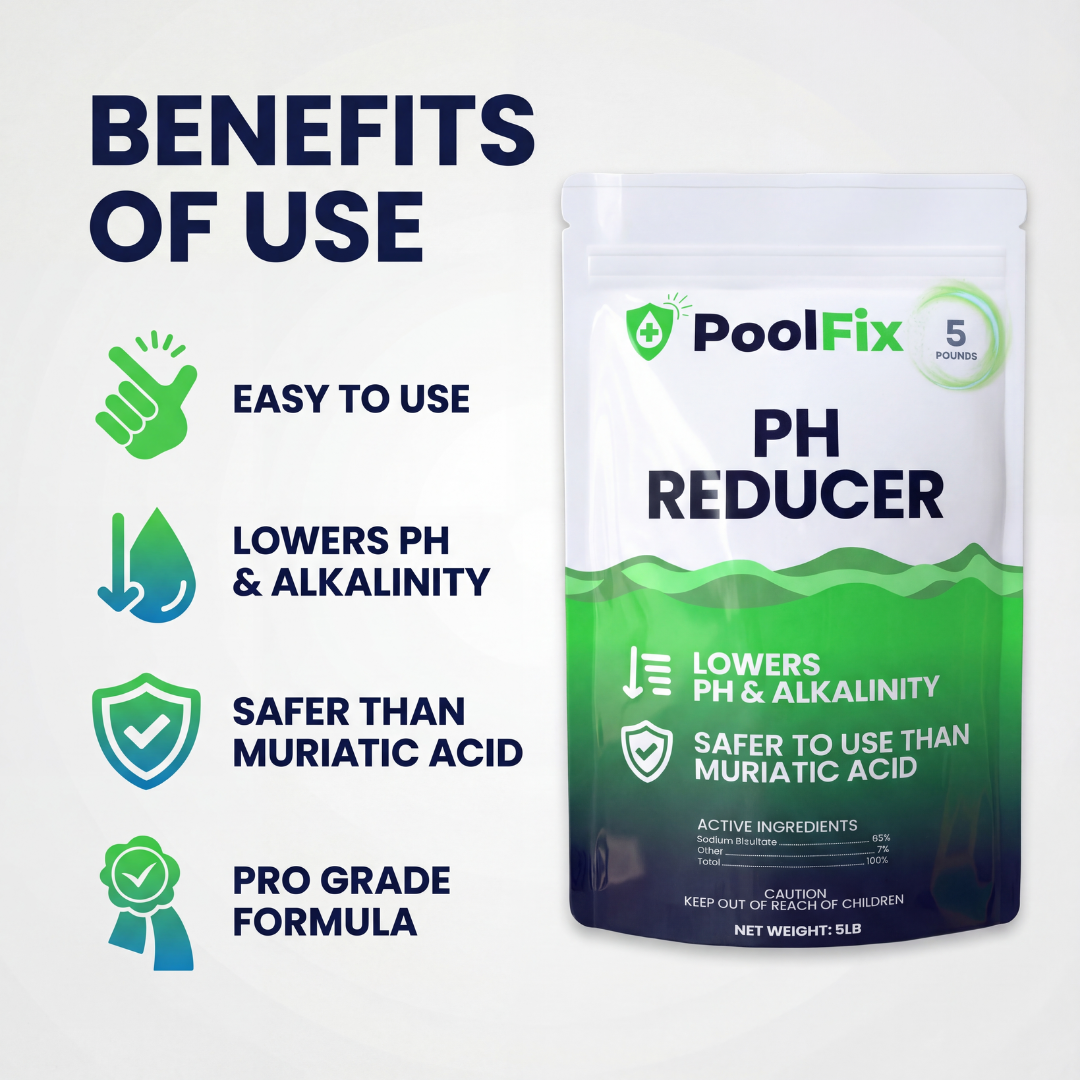 PoolFix PH Reducer for Pools – Sodium Bisulfate Dry Acid for Swimming Pools, Spas & Hot Tubs, Lowers pH and Alkalinity, Prevent Cloudy Water & Balance pH Levels
