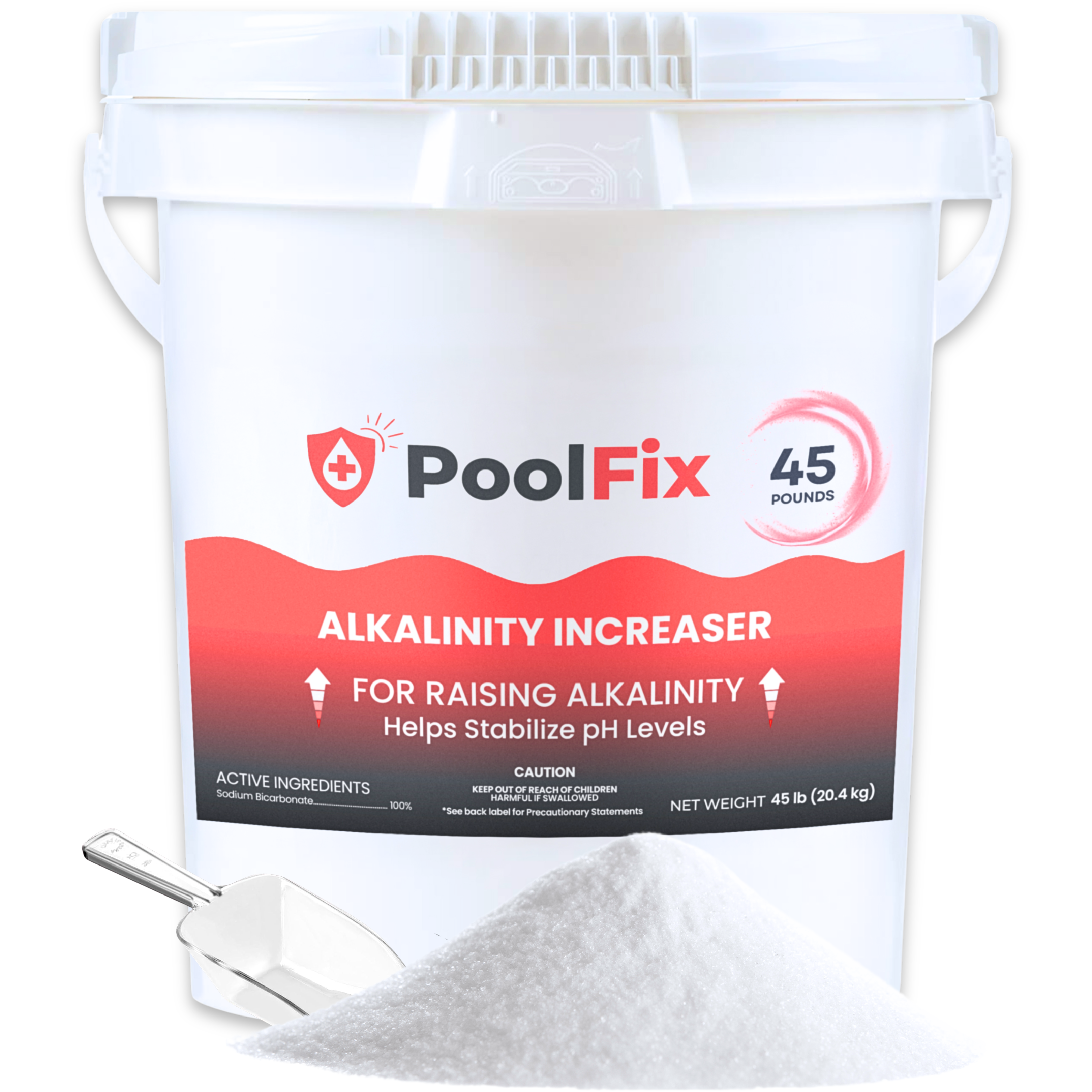 PoolFix Alkalinity Increaser for Swimming Pools – Pure Sodium Bicarbonate for Pools to Raise Alkalinity Up and Balance pH Levels