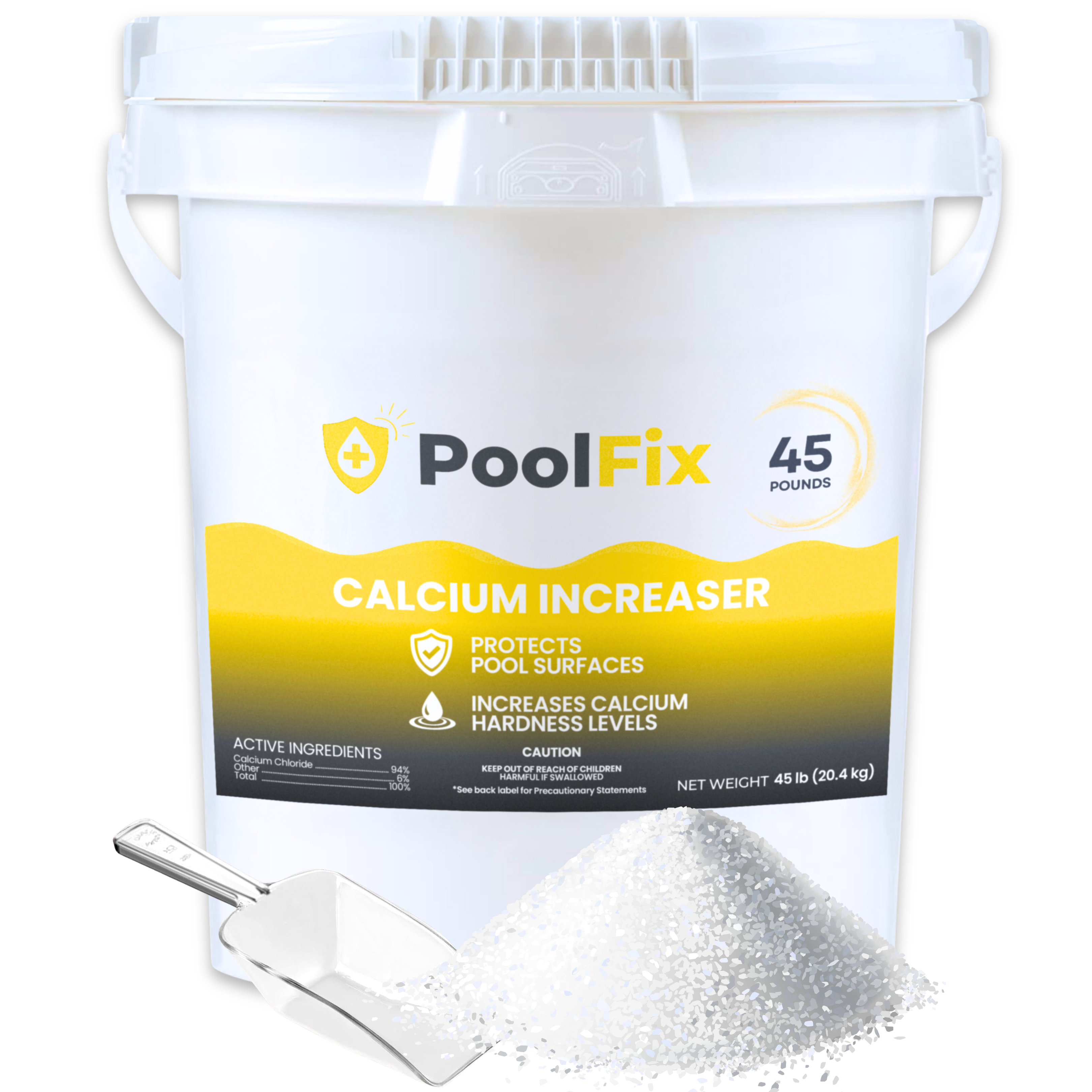 PoolFix Calcium Hardness Increaser – Fast-Acting 94% Calcium Chloride Formula for Balanced Water & Scale Prevention