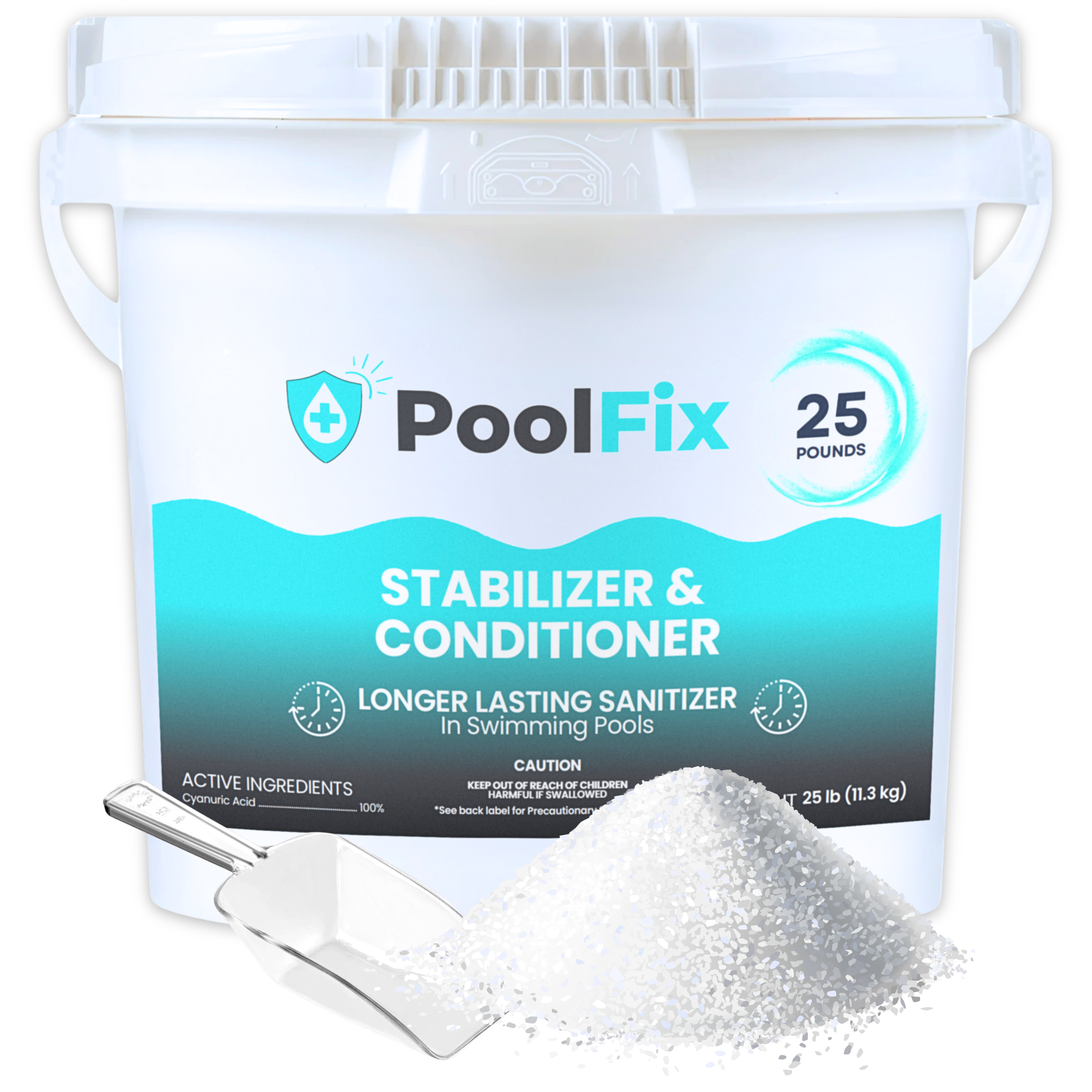 PoolFix Stabilizer & Conditioner - Cyanuric Acid for Pool Water Balance, Increase Chlorine Efficiency | Long-Lasting Chlorine Stabilizer
