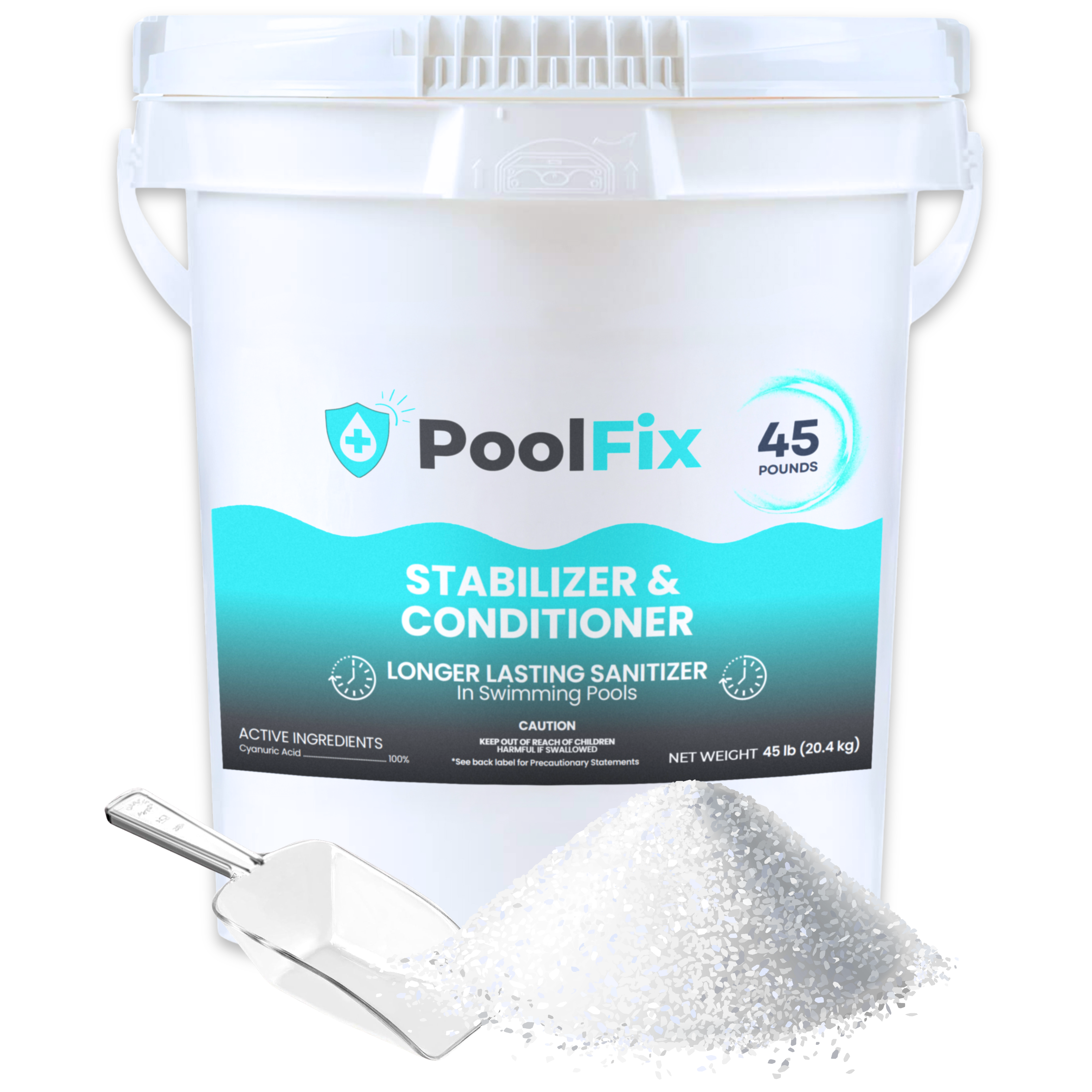 PoolFix Stabilizer & Conditioner - Cyanuric Acid for Pool Water Balance, Increase Chlorine Efficiency | Long-Lasting Chlorine Stabilizer