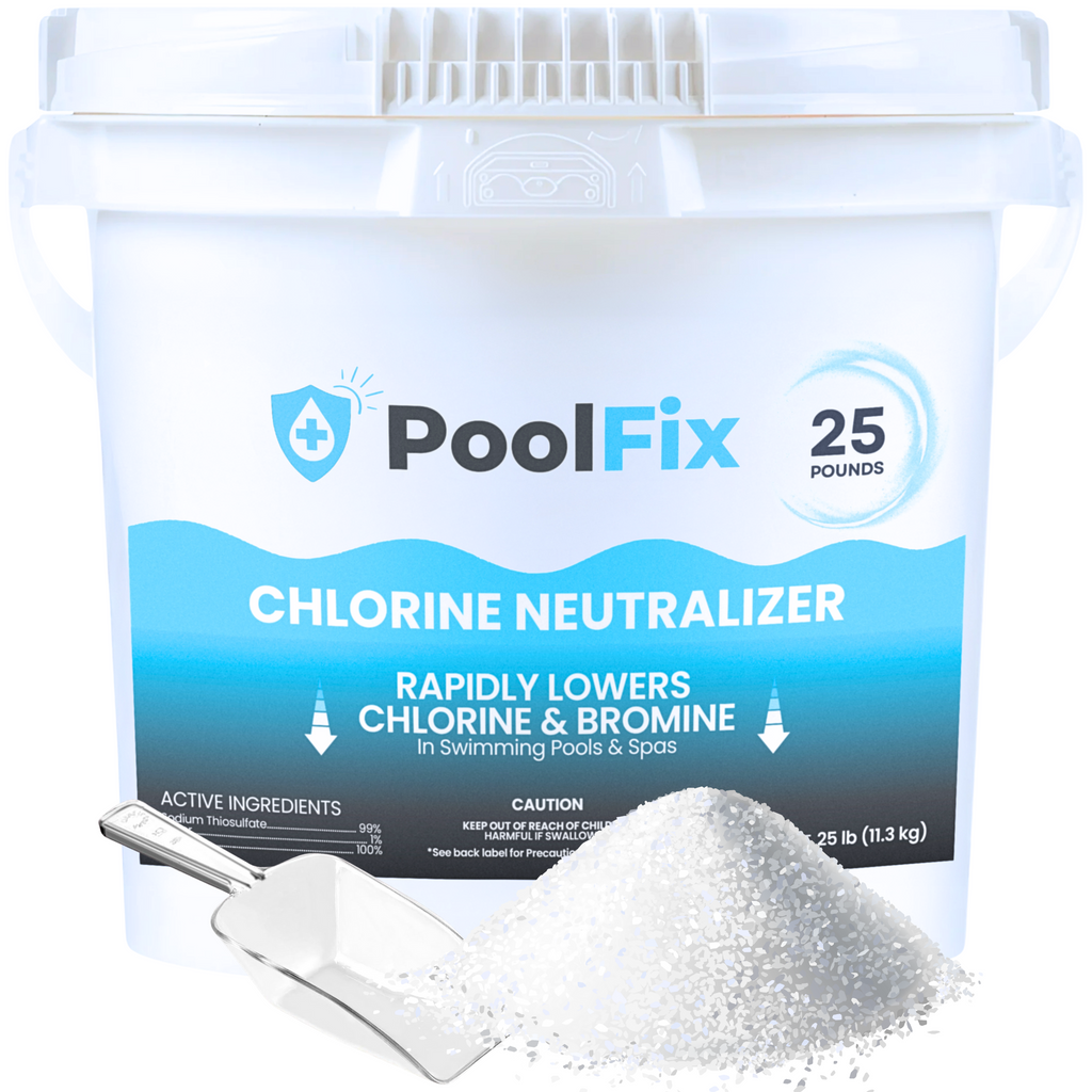 PoolFix Chlorine Remover & Neutralizer - Fast Acting Chlorine Reducer for Swimming Pools & Spas - Sodium Thiosulfate Formula - Lowers Sanitizer Levels Quickly for Safe Water