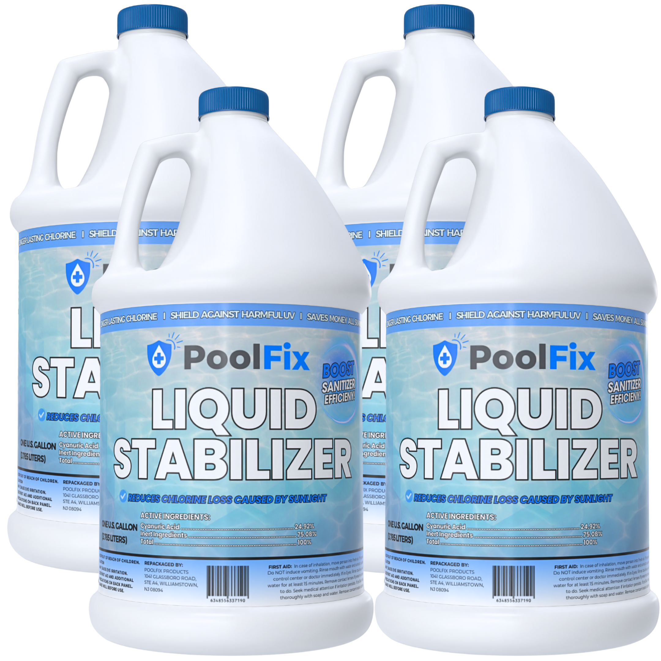 PoolFix Liquid Cyanuric Acid Pool Stabilizer – 1 Gallon Conditioner for Chlorine Pool, UV Protection for Longer Use, Easy-Pour, Fast-Acting Formula for Balanced Pool Water