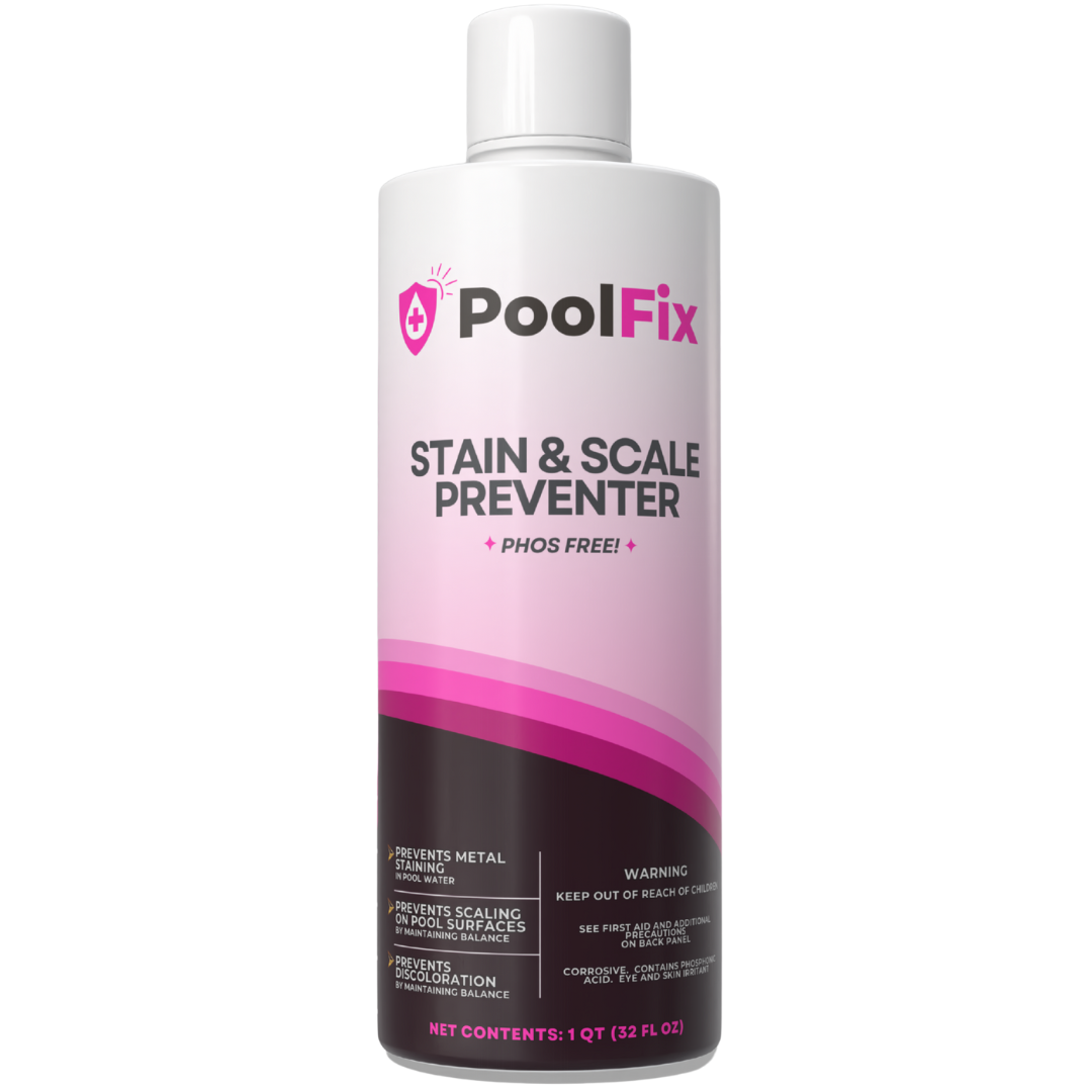 PoolFix Stain & Scale Preventer – 1 Quart | Professional Grade Metal Stain & Scale Control for Pools & Spas | Protects Heaters, Pumps, Tile & Surfaces